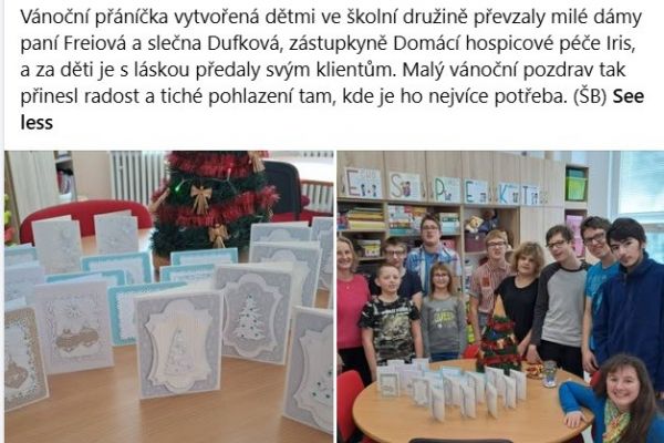 Školní družina vyrobila přáníčka pro Charitu Pelhřimov